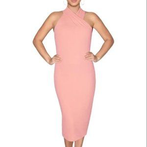 RACHEL Rachel Roy Women's Pink Harland Drapey Halter Midi Dress NWT M